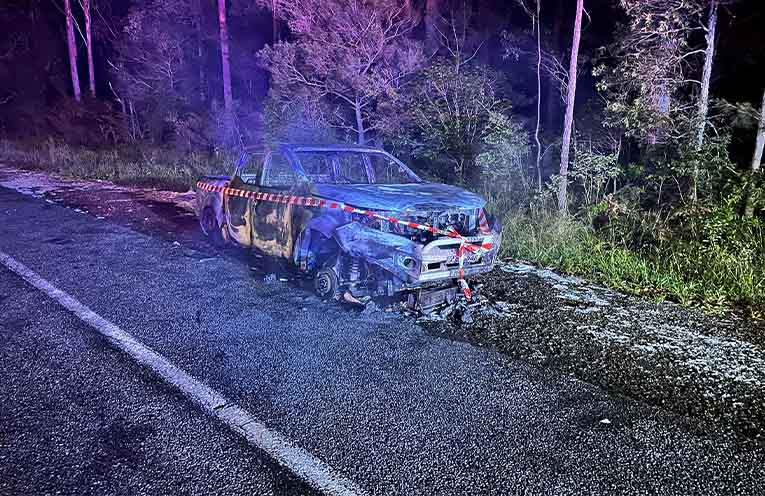 A car fire at Herons Creek.