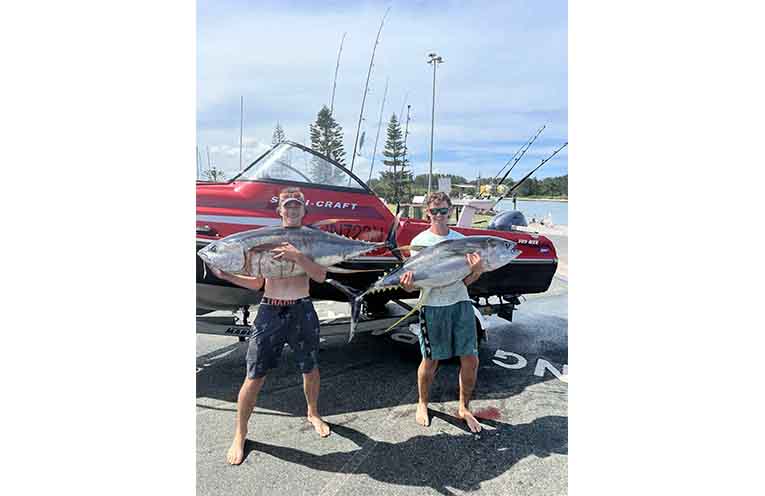 Yellowfin on the chew! Riley Baker and skipper Blair Carroll had an awesome day out off Port Macquarie last Friday.