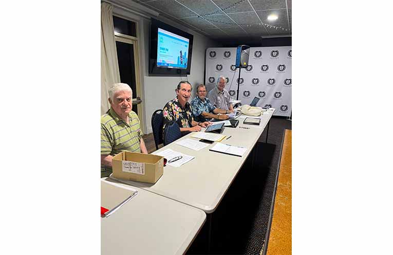 Outgoing Secretary Ross Cutrupi, Treasurer Greg Hayward, Vice President Ken Lindsay and President Dennis Owen.