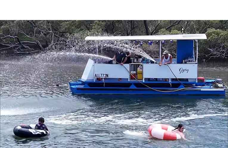 Andrew Martin’s drone pictures show the flotilla stretching for at least a kilometre.