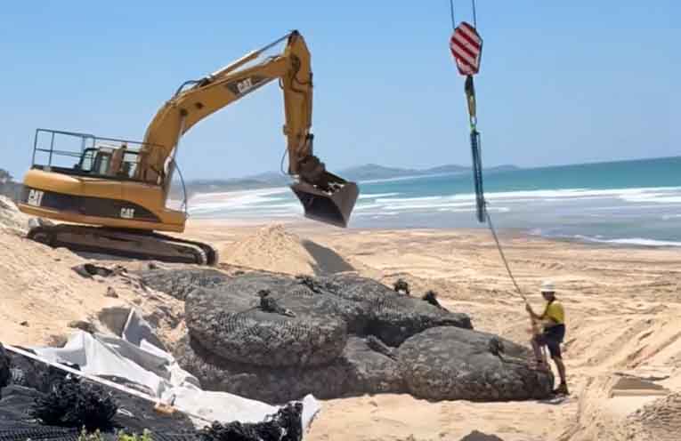 Tonnes of rock installed to stabilise Illaroo Rd, Lake Cathie