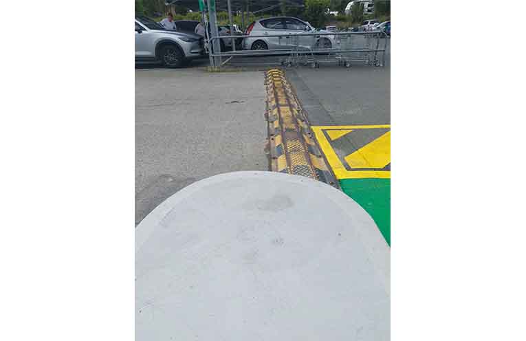 The new kerbed area adjoining the speed hump.