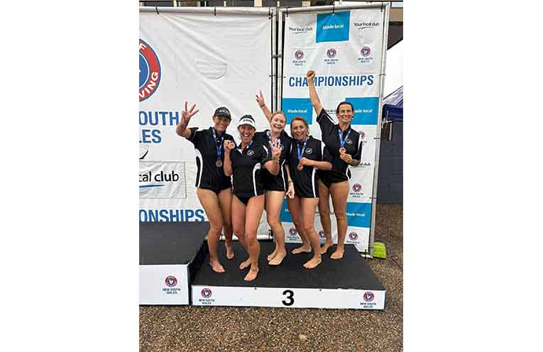 The women’s surf boat crew took bronze at the state championships. Photo: CHSLSC.