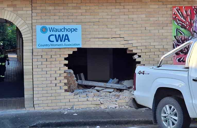 Damage to Wauchope CWA Hall on Monday afternoon. Photo: supplied.