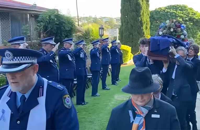 Hundreds gathered in Port Macquarie to farewell Peter Walsh, including NSW Commissioner Mal Lanyard, former colleagues, and extended family and friends.