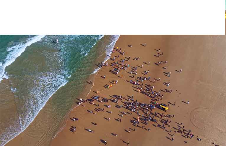 Crowds gathered at Lighthouse Beach to farewell Lorelei. Photo: @alex.mcnaught.