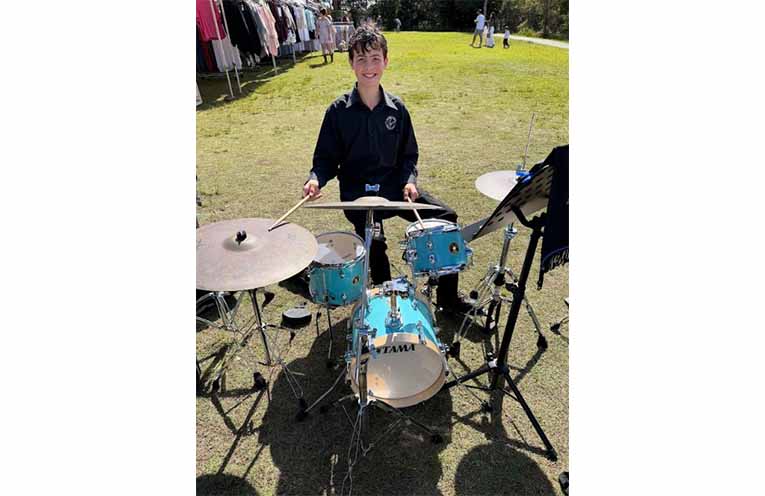 Kurtis Lavender with the new portable drum kit.