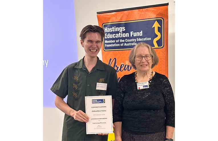 Jonothan Cains with mentor, Monica Atkinson. Photo: Supplied.