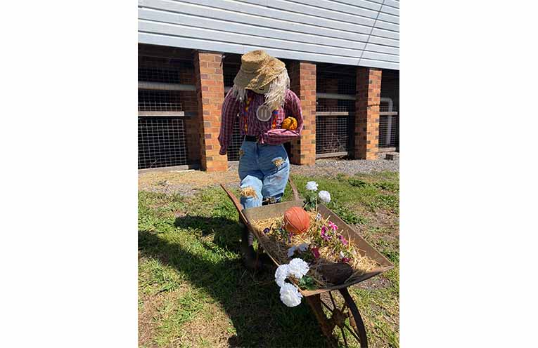 A farmer scarecrow.