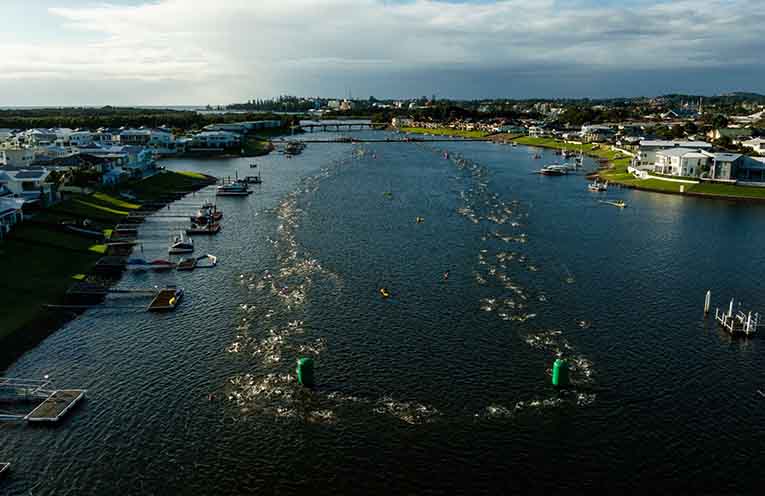 Ironman competitors begin Sunday’s race with a 1.9km swim leg. Photo: Korupt Vision.